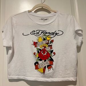 Ed Hardy Crop Top with Rose & Dagger - never worn or washed
